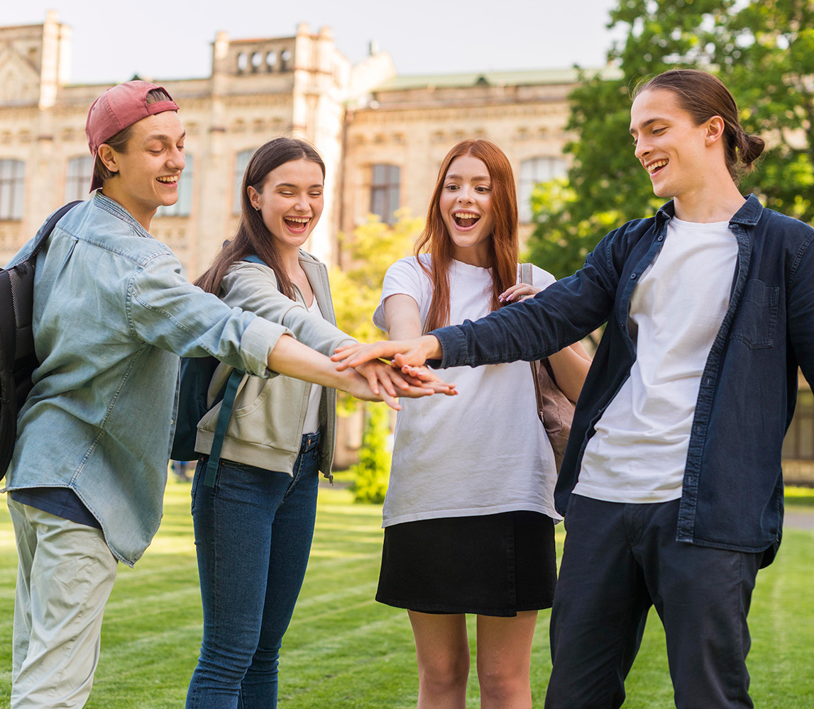 Students meeting in the students union building