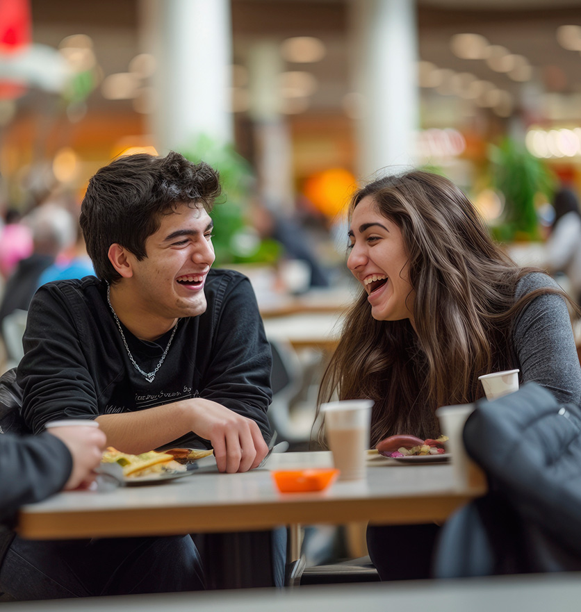 Students on the main campus concourse