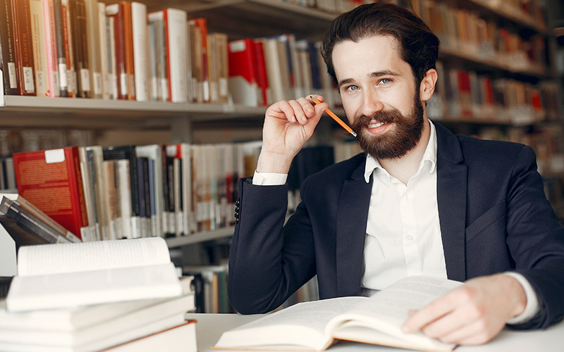 A postgraduate student at work