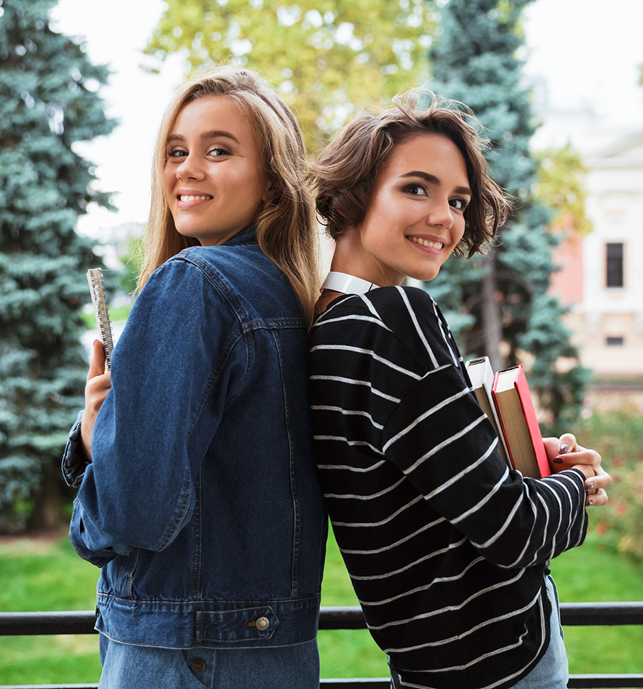 Students outside a campus building